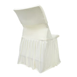 Ivory Spandex Pleated Lifetime Folding Chair Cover – Stretch Slipcover with Floor-Length#whtbkgd