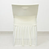 Ivory Spandex Pleated Lifetime Folding Chair Cover – Stretch Slipcover with Floor-Length Skirt