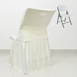 Ivory Spandex Pleated Lifetime Folding Chair Cover – Stretch Slipcover with Floor-Length Skirt