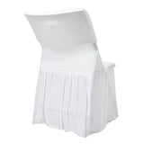 White Spandex Pleated Lifetime Folding Chair Cover – Stretch Slipcover with Floor-Length#whtbkgd