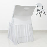 White Spandex Pleated Lifetime Folding Chair Cover – Stretch Slipcover with Floor-Length Skirt