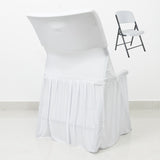White Spandex Pleated Lifetime Folding Chair Cover – Stretch Slipcover with Floor-Length Skirt