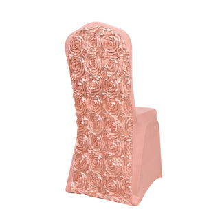 Add Glamour and Elegance with Dusty Rose Satin Rosette Chair Covers