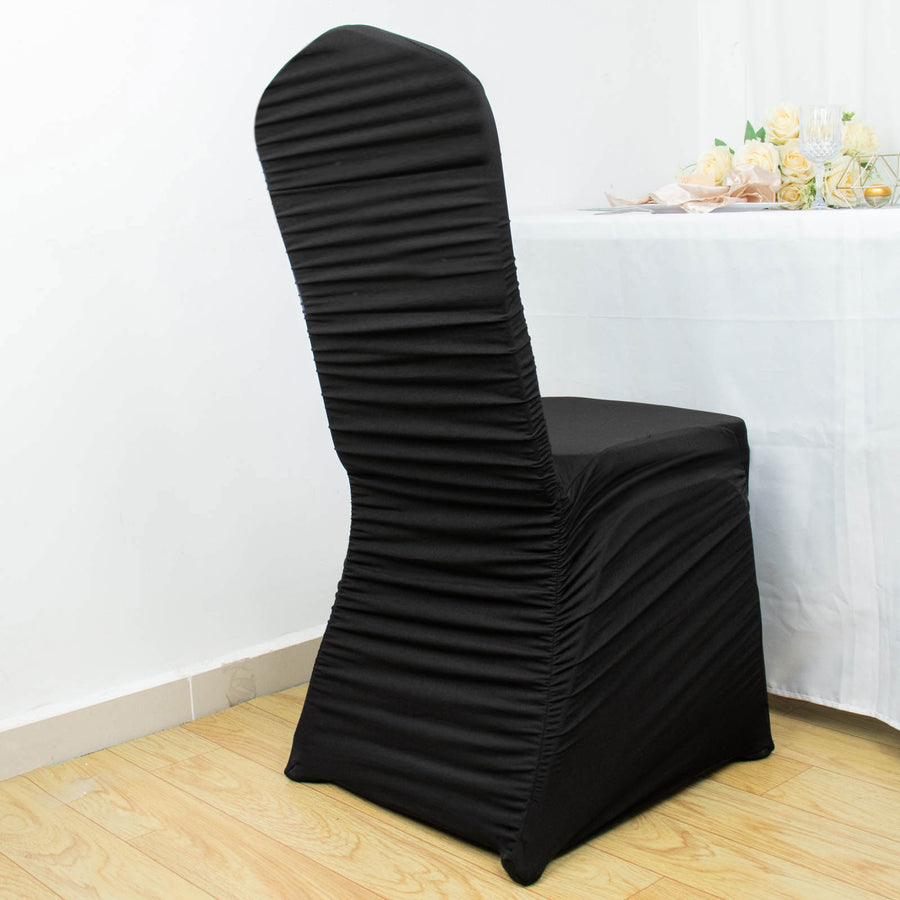 Black Rouge Stretch Spandex Fitted Banquet Slip On Chair Cover