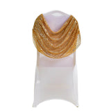 Gold glitter draped shawl on a white chair #whtbkgd