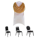 Collection of banquet chairs with draped gold cover