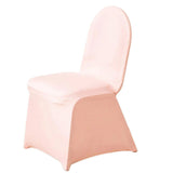 10 Pack Blush Spandex Fitted Banquet Chair Covers, Reusable Stretched Slip On Chair Covers