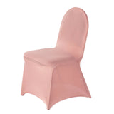 10 Pack Dusty Rose Spandex Fitted Banquet Chair Covers, Reusable Stretched Slip On Chair Covers