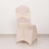 Blush Spandex Banquet Chair Cover with Silver Rhinestone Buckled Sash Band, Stretched Fitted Slip On