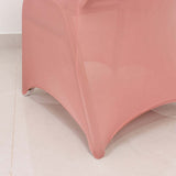 Dusty Rose Spandex Banquet Chair Cover with Silver Rhinestone Buckled Sash Band, Stretched Fitted