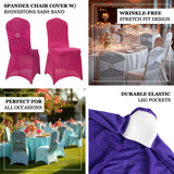 Purple Spandex Banquet Chair Cover with Silver Rhinestone Buckled Sash Band, Stretched Fitted Slip