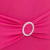 Fuchsia Spandex Banquet Chair Cover with Silver Rhinestone Buckled Sash Band, Stretched Fitted Slip