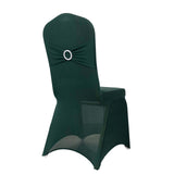 Hunter Emerald Green Spandex Banquet Chair Cover with Silver Rhinestone Buckled Sash Band#whtbkgd