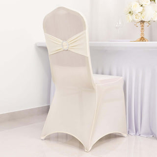 Ivory Spandex Banquet Slip-On Chair Cover