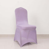 Lavender Lilac Spandex Banquet Chair Cover with Silver Rhinestone Buckled Sash Band, Stretched