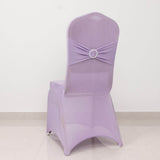 Lavender Lilac Spandex Banquet Chair Cover with Silver Rhinestone Buckled Sash Band, Stretched