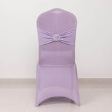 Lavender Lilac Spandex Banquet Chair Cover with Silver Rhinestone Buckled Sash Band, Stretched