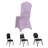 Lavender Lilac Spandex Banquet Chair Cover with Silver Rhinestone Buckled Sash Band, Stretched