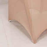 Nude Spandex Banquet Chair Cover with Silver Rhinestone Buckled Sash Band, Stretched Fitted Slip On