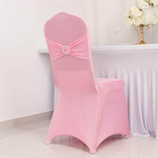 Pink Spandex Banquet Slip-On Chair Cover