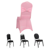 Pink Spandex Banquet Chair Cover with Silver Rhinestone Buckled Sash Band, Stretched Fitted Slip On