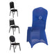 Royal Blue Spandex Banquet Chair Cover with Silver Rhinestone Buckled Sash Band, Stretched Fitted