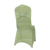 Sage Green Spandex Banquet Chair Cover with Silver Rhinestone Buckled Sash Band#whtbkgd