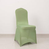 Sage Green Spandex Banquet Chair Cover with Silver Rhinestone Buckled Sash Band, Stretched Fitted