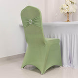 Sage Green Spandex Banquet Chair Cover with Silver Rhinestone Buckled Sash Band, Stretched Fitted