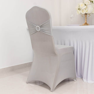 Silver Spandex Banquet Slip-On Chair Cover