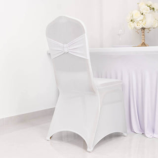 White Spandex Banquet Slip-On Chair Cover