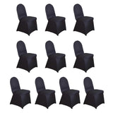 10 Pack Black Spandex Fitted Banquet Chair Covers, Reusable Stretched Slip On Chair Covers