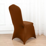 10 Pack Cinnamon Brown Spandex Fitted Banquet Chair Covers, Reusable Stretched Slip On Chair Covers