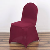 10 Pack Burgundy Spandex Fitted Banquet Chair Covers, Reusable Stretched Slip On Chair Covers