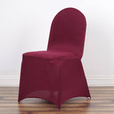 10 Pack Burgundy Spandex Fitted Banquet Chair Covers, Reusable Stretched Slip On Chair Covers