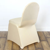 10 Pack Champagne Spandex Fitted Banquet Chair Covers, Reusable Stretched Slip On Chair Covers