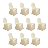 10 Pack Champagne Spandex Fitted Banquet Chair Covers, Reusable Stretched Slip On Chair Covers