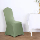 10 Pack Dusty Sage Green Spandex Fitted Banquet Chair Covers, Reusable Stretched Slip On Chair Cover