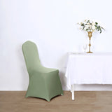 10 Pack Dusty Sage Green Spandex Fitted Banquet Chair Covers, Reusable Stretched Slip On Chair Cover