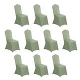 10 Pack Dusty Sage Green Spandex Fitted Banquet Chair Covers, Reusable Stretched Slip On Chair Cover