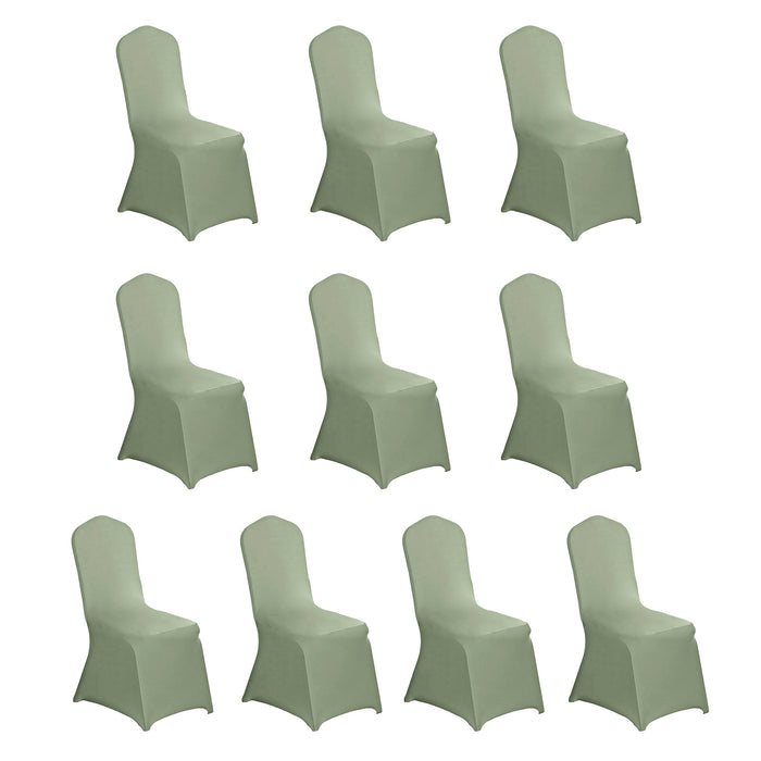 10 Pack Dusty Sage Green Spandex Fitted Banquet Chair Covers, Reusable Stretched Slip On Chair Cover