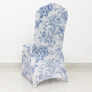 Blue & White French Toile Spandex Chair Covers