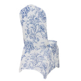 10 Pack Spandex Chair Covers for Banquet Chairs – White Blue French Toile Reusable Stretch