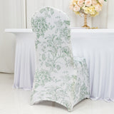 Floral-patterned chair cover on a dining chair at a table setting.