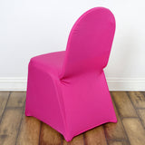 10 Pack Fuchsia Spandex Fitted Banquet Chair Covers, Reusable Stretched Slip On Chair Covers