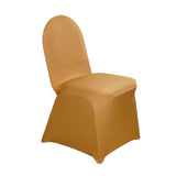 10 Pack Gold Spandex Fitted Banquet Chair Covers, Reusable Stretched Slip On Chair Covers