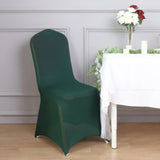 10 Pack Hunter Emerald Green Spandex Fitted Banquet Chair Covers