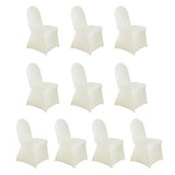 10 Pack Ivory Spandex Fitted Banquet Chair Covers, Reusable Stretched Slip On Chair Covers