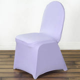 10 Pack Lavender Lilac Spandex Fitted Banquet Chair Covers, Reusable Stretched Slip On Chair Covers