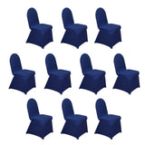 10 Pack Navy Blue Spandex Fitted Banquet Chair Covers, Reusable Stretched Slip On Chair Covers